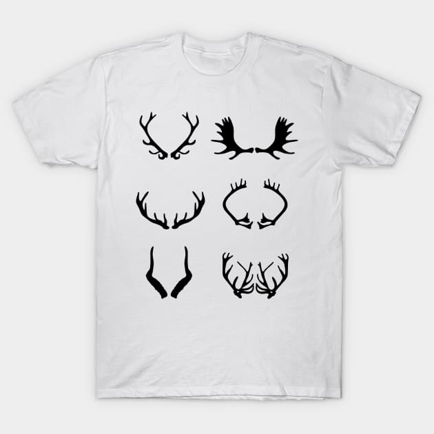 Deer Moose Elk Caribou Impala Reindeer Antler T-Shirt by panco